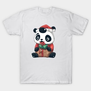 cute panda santa christmas T-Shirt